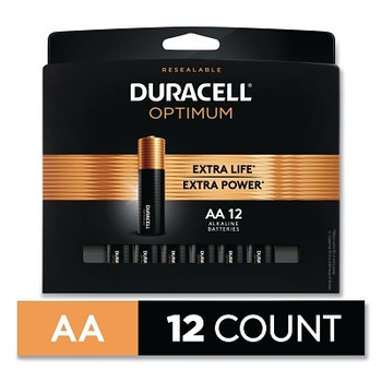 Duracell Optimum Alkaline Battery, AA, 12/PK (144 EA / CA)