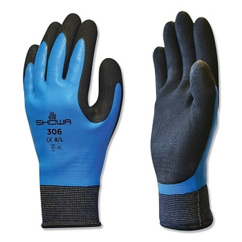 SHOWA Coated Gloves, L, 10 in  L, Blue/Black, PR (12 PR / DZ)