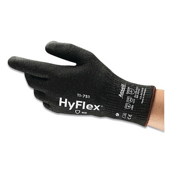 HyFlex 11-751 Cut-Resistant Gloves, Size 10, Black (12 PR / DZ)