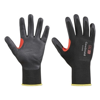Honeywell CoreShield A1/A Coated Cut Resistant Gloves, 7/S, Nylon Black Liner, Nitrile Micro-Foam Black Coating, 15 ga (10 PR / BG)