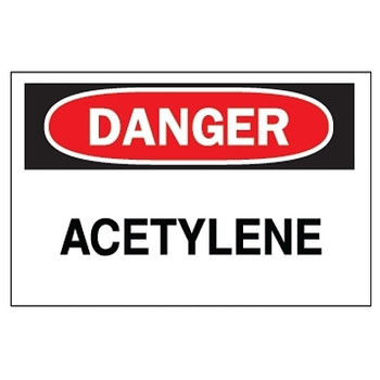 Brady Chemical & Hazardous Material Signs, Danger, Acetylene, White/Red/Black (1 EA / EA)