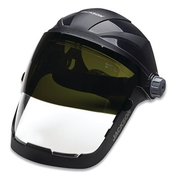 Jackson Safety QUAD 500 Premium Multi-Purpose Face Shield, Ratcheting, AF/Clear, 9 in H x 12-1/4 in W (1 EA / EA)