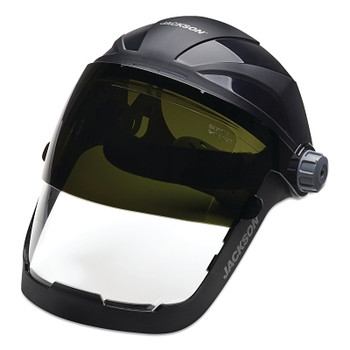 Jackson Safety QUAD 500 Premium Multi-Purpose Face Shield, Ratcheting, AF/Clear/Shade 8 IR, 9 in H x 12-1/4 in W (1 EA / EA)