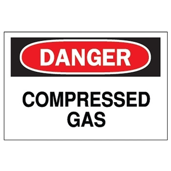 Brady Chemical & Hazardous Material Signs, Danger, Compressed Gas, White/Red/Black (1 EA / EA)