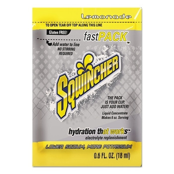 Sqwincher Fast Pack Drink Mix, Lemonade, 0.6 fl oz, Pack, Yields 6 oz (200 EA / CA)