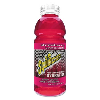 Sqwincher Ready-To-Drink, 20 oz, Wide-Mouth Bottle, Strawberry Lemonade (24 BO / CA)