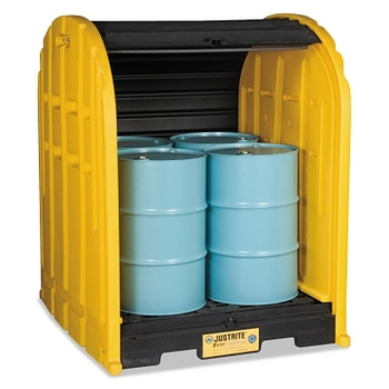 Justrite EcoPolyBlend DrumSheds, Yellow, 5,000 lb, 79 gal, 68 1/2 in x 60 3/4 in (1 EA / EA)