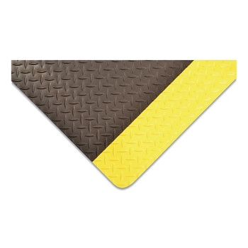 NoTrax Cushion Trax Anti-Fatigue Workstation Mat, 9/16 in x 3 ft W x 75 ft L, Vinyl/PVC Foam, Black/Yellow (1 EA / EA)