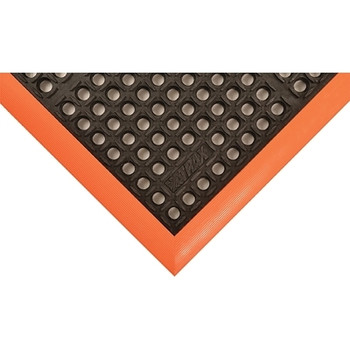 NoTrax Safety Stance Drainage Anti-Fatigue Mat, 4 Sided, 40 in W x 64 in L x 7/8 in, Rubber, Black/Orange (1 EA / EA)