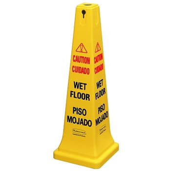 Rubbermaid Commercial Safety Cones, Multi-Lingual "Wet Floor", 36 in, Yellow (1 EA / EA)