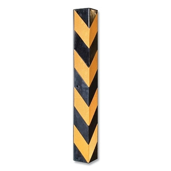 NoTrax Parking Safety Corner Guard, 0.8 in Thick x 4.7 in W x 36 in L, Natural Rubber, Black w/Yellow Safety Stripes (1 EA / EA)