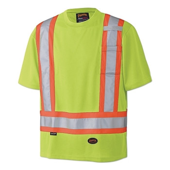 Pioneer 6990U/6991U Birdseye Hi-Viz Safety T-Shirt, Short Sleeves, 2X-Large, Yellow/Green (1 EA / EA)