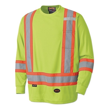 Pioneer 6995U/6996U High Visibility Lightweight, Breathable Birdseye Long Sleeved Crew Neck Safety Shirt, 2XL, Yellow/Green (1 EA / EA)