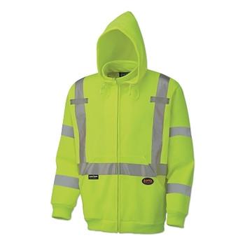 Pioneer 6924AU/6925AU Hi-Viz Safety Polyester Fleece Hoodie, Zipper Front, Large, Yellow/Green (1 EA / EA)