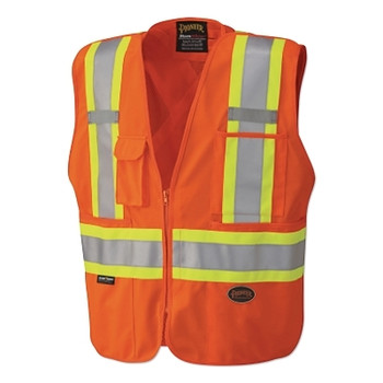 Pioneer 6935AU/6936AU/6937AU HV Zip-Up Snap Break Away Safety Vest, Medium, Orange (1 EA / EA)