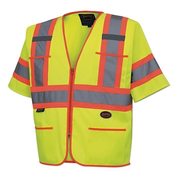 Pioneer 6690U/6691U HV Polyester Tricot Sleeved Safety Vest, Medium, Yellow (1 EA / EA)