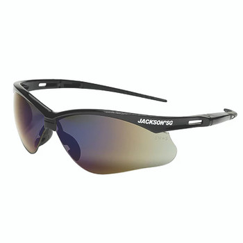 Jackson Safety SG Series Safety Glasses, Universal Size, Blue Mirror Lens, Black Frame, Hardcoat Anti-Scratch (12 EA / CA)