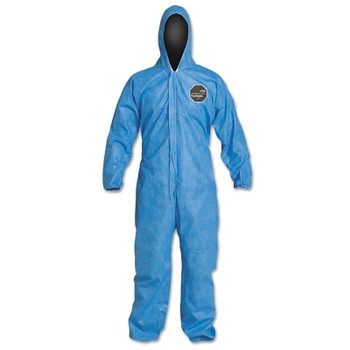 DuPont Proshield 10 Coverall, Serged Seams, Attached Hood, Elastic Wrists and Ankles, Zipper Front, Storm Flap, Blue, Large (25 EA / CA)