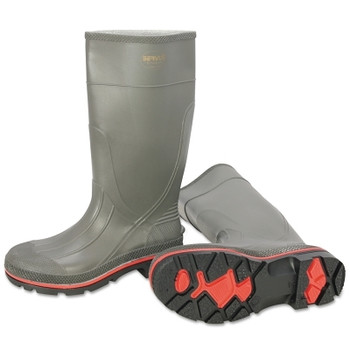 Servus Pro Knee-Length PVC Boot with Plain Toe, Size 8, 15 in H, Gray/Yellow/Black (1 PR / PR)