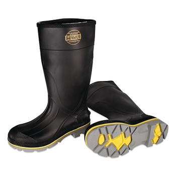 Servus XTP PVC Steel Toe Knee Boots, 15 in H, Size 10, Black/Gray/Yellow (1 PR / PR)