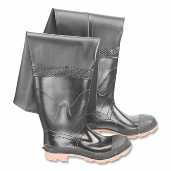 Dunlop Protective Footwear Storm King Steel Toe Thigh Waders, Men's 9, 27 in, Polyester/PVC, Black/Brown (1 PR / PR)