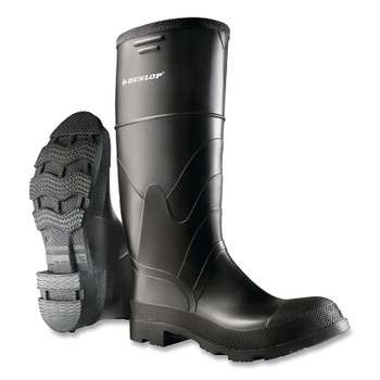 Dunlop Protective Footwear Economy Steel Toe/Midsole Rubber Boots, Men's 12, 16 in Boot, PVC, Black (1 PR / PR)