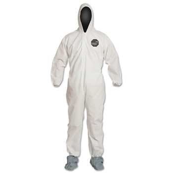 DuPont Proshield 10 Coverall, Attached Hood and Boots, Elastic Wrist and Ankles, Zipper Front, Storm Flap, White, 5X-Large (25 EA / CA)