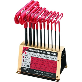Eklind Tool Cushion Grip Hex T-Key Sets, 10 per stand, Hex Tip, Inch, 6 in Handle (1 SET / SET)