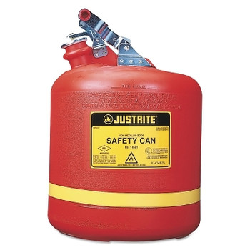 Justrite Nonmetallic Type l Safety Cans for Flammables, Flammable Storage Can, 5 gal, Red (1 CAN / CAN)