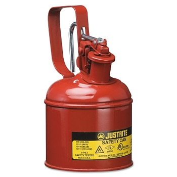 Justrite Type l Steel Safety Can, Flammables, 1 qt, Red (6 CAN / CTN)