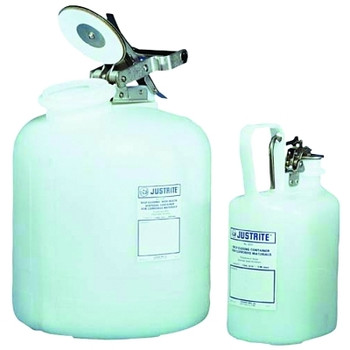 Justrite Self-Close Corrosive Containers for Laboratories, Hazardous Liquid, 1 gal, White (1 EA / EA)