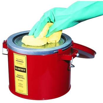 Justrite Swab Pails, Hazardous Liquid Cleaning Can, 6 qt, Red (1 EA / EA)