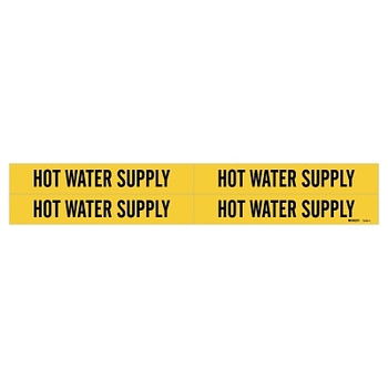 Brady Self-Sticking Vinyl Pipe Markers, HOT WATER SUPPLY, Black on Yellow, 7 x 14 (1 EA / EA) Brady Self-Sticking Vinyl Pipe Markers, HOT WATER SUPPLY, Black on Yellow, 7 x 14 (1 EA / EA)
