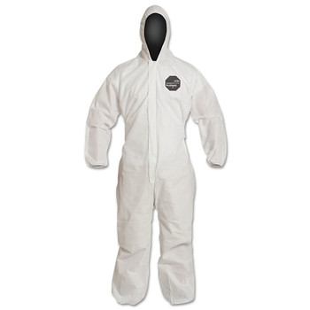 DuPont Proshield 10 Coverall, Serged Seams, Attached Hood, Elastic Wrists and Ankles, Zipper Front, Storm Flap, White, 5X-Large (25 EA / CA)