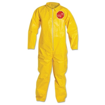 DuPont Tychem 2000 Coverall, Serged Seams, Collar, Zipper Front, Open Wrists and Ankles, Storm Flap, Yellow, 3X-Large (12 EA / CA)