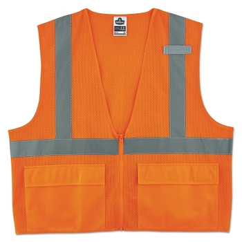 Ergodyne GloWear 8220Z/8225Z Type R Class 2 Standard Hi-Vis Safety Vest, 3.3 oz Polyester Mesh, 2X-Large/3X-Large, Orange (6 EA / CA)