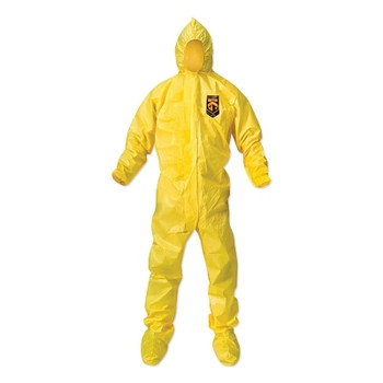 Kimberly-Clark Professional KLEENGUARD A70 Chemical Splash Protection Coveralls, Yellow, 3XL, Hood/Boots (12 EA / CA)