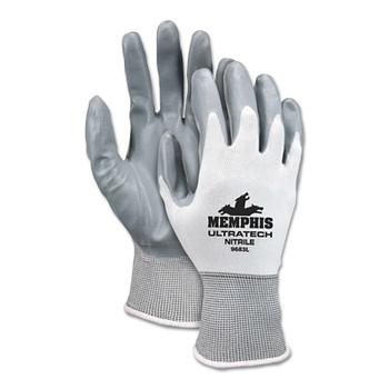 MCR Safety Ultra Tech Nitrile Coated Gloves, Small, Gray/White (12 PR / DZ)