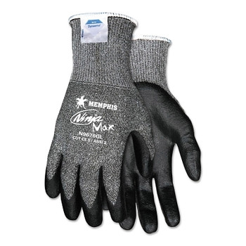 MCR Safety Ninja Max Bi-Polymer Coated Palm Gloves, Small, Black/Gray (1 PR / PR)