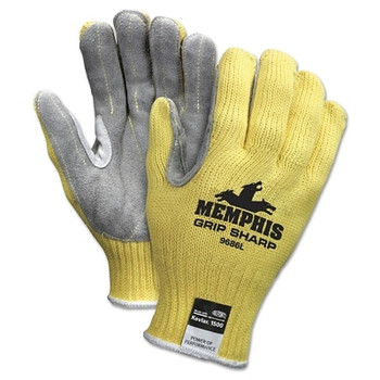 MCR Safety Grip Sharp Gloves, Large, Gray/White/Yellow (12 PR / DOZ)
