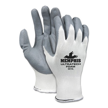 MCR Safety Foam Nitrile Coated Gloves, Small, Gray/White (12 PR / DOZ)