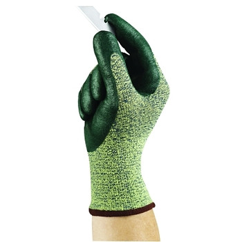 Ansell HyFlex 11-511 Nitrile Palm Coated Gloves, Size 8, Green/Yellow (12 PR / BG)