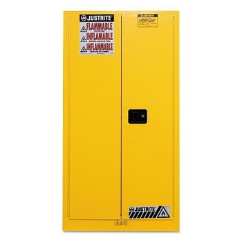 Justrite Yellow Vertical Drum Safety Cabinets, Self-Closing Cabinet, (1) 55 Gallon Drum (1 EA / EA)