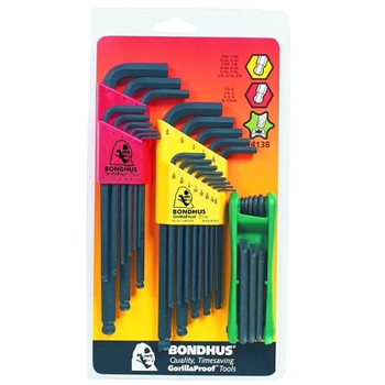 Bondhus Balldriver L-Wrench Fold-Up Set, 30 pieces T9-T40, Torx Tip, Inch/Metric (1 SET / SET)