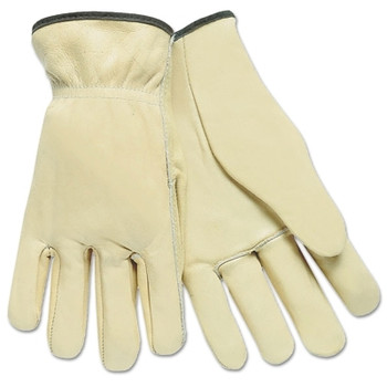 MCR Safety Unlined Drivers Gloves, Select Grade Cowhide, Large, Straight Thumb, Beige (12 PR / DZ)