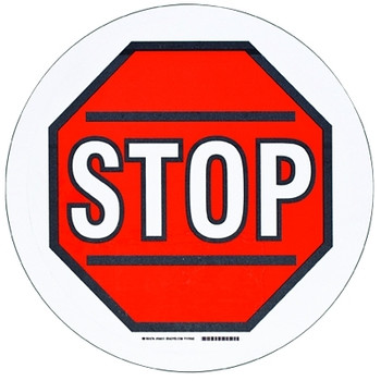 Brady Floor Safety Signs, Stop, White/Red/Black (1 EA / EA)