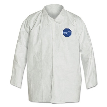 DuPont Tyvek 400 Front Snap Shirt with Collar and Open Wrists, Flashspun, White, 3X-Large (50 EA / CA)