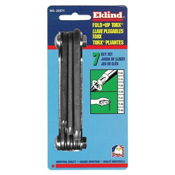 Eklind Tool Torx Fold-Up Key Set, T-10 to T-40, Black Oxide (1 ST / ST)