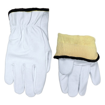 MCR Safety Premium Grade Grain Goatskin Drivers Gloves, Small, Leather, Kevlar, White (1 DZ / DZ)