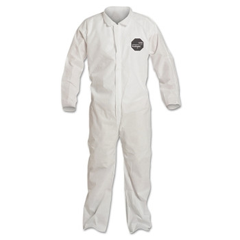 DuPont Proshield 10 Coverall, Collar, Open Wrists and Ankles, Zipper Front, Storm Flap, White, 4X-Large (25 EA / CA)